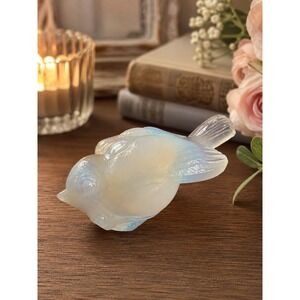 Vintage Sabino France Opalescent Glass Bird Figurine Frosted